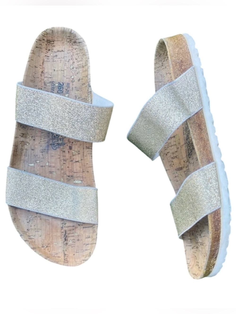 Birkenstock Curacao Stretch Gold Birki's Slide On Sandals Size EU 40